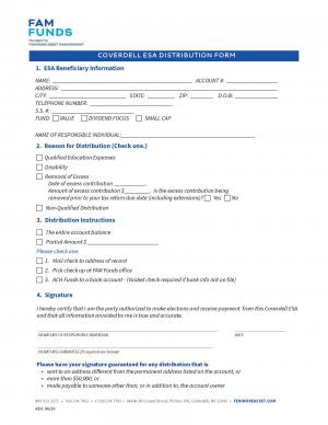 Coverdell ESA Distribution Form