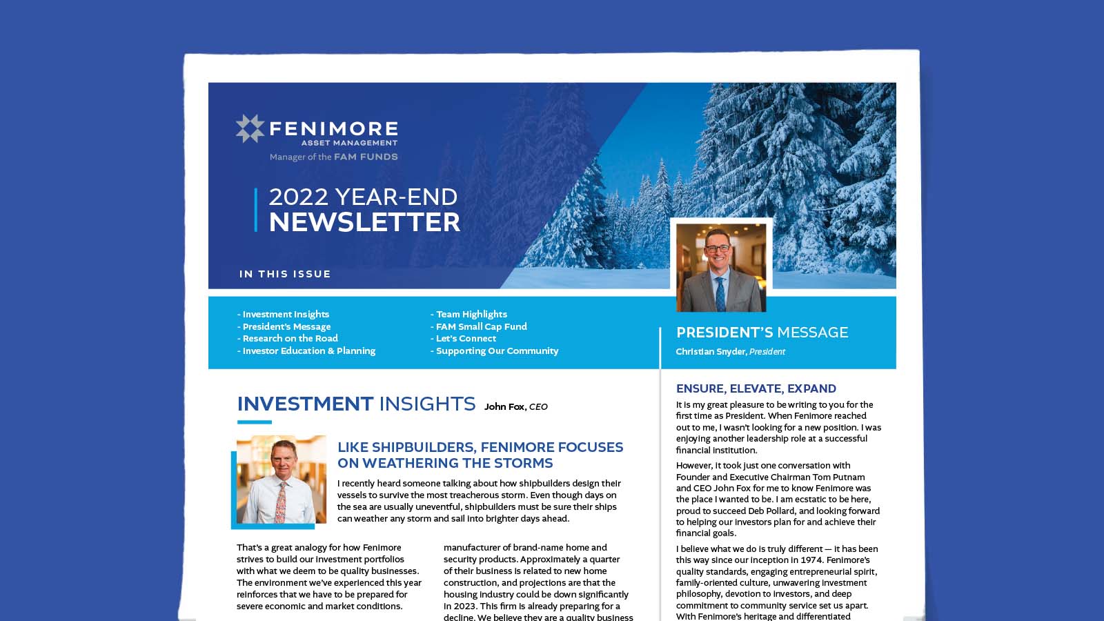 Fenimore’s 2022 Year-End Newsletter