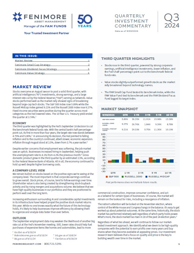 Fenimore Quarterly Investment Commentary Q3 2024