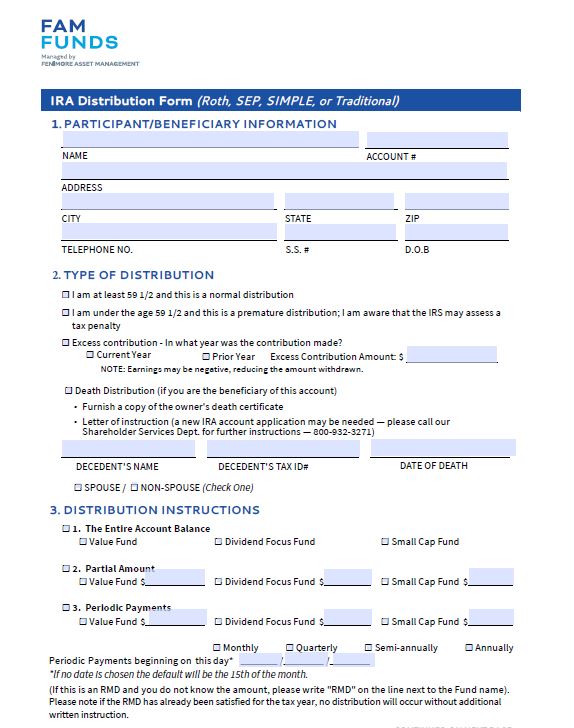 IRA Distribution Form