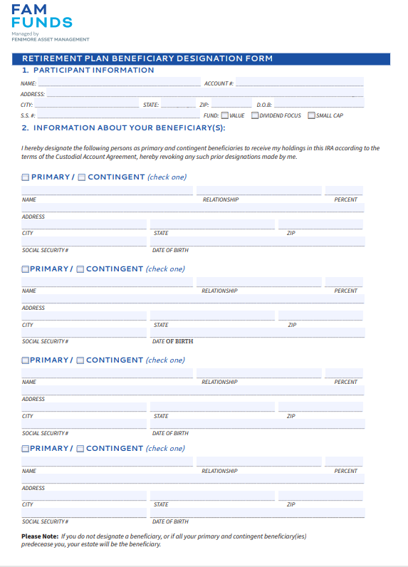 Retirement Plan Beneficiary Form