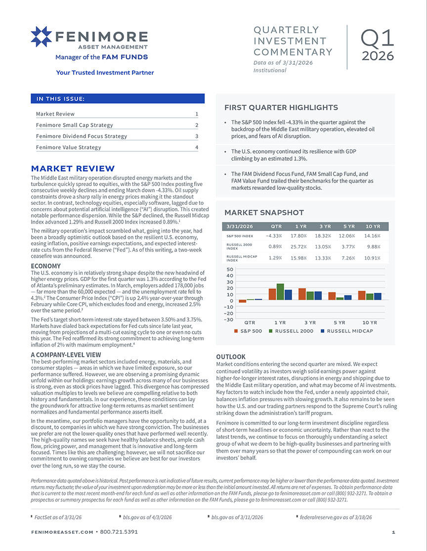Fenimore Quarterly Investment Commentary Q1 2026